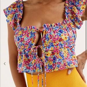 For Love & Lemons Sasha Crop Top in Blue